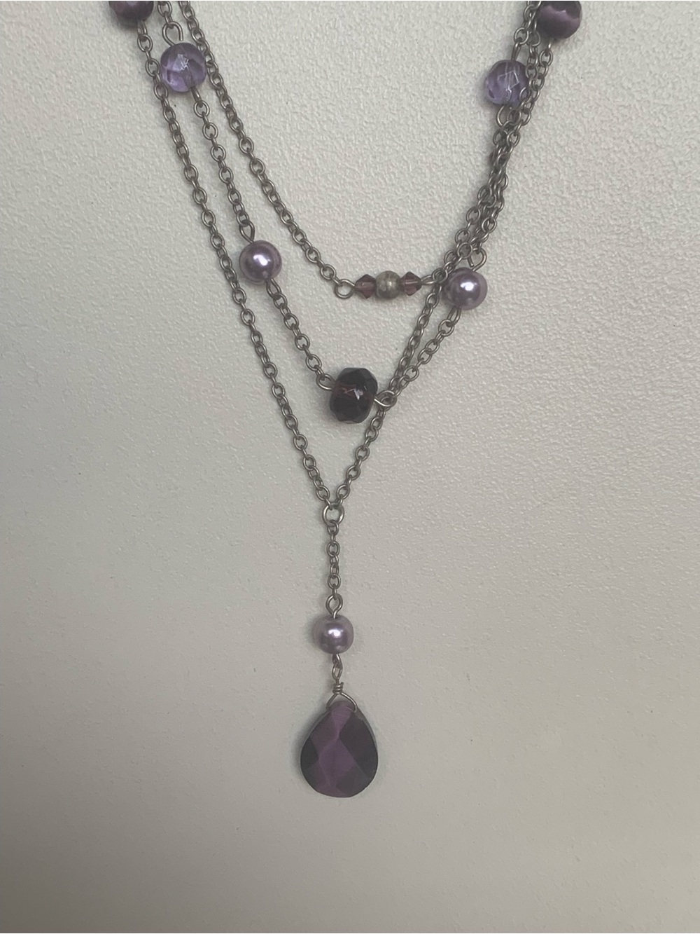 Layered Purple Teardrop Necklace